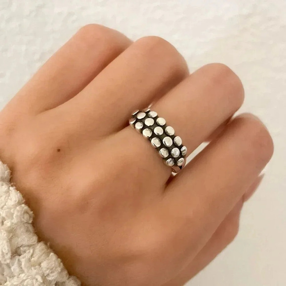 925 Sterling Silver Bead Ring Minimalist Dainty Ring Stackable Circle Ring Band - Picture 1 of 9